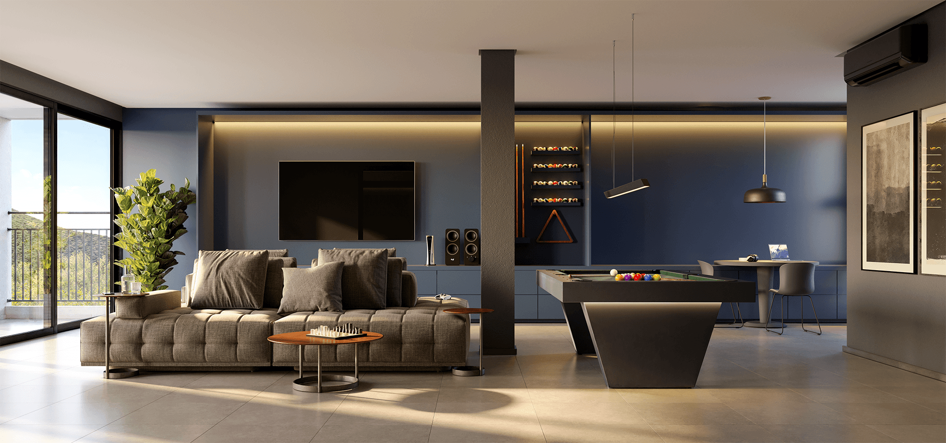 Quadra de beach tennis iluminada do Viva Serenità