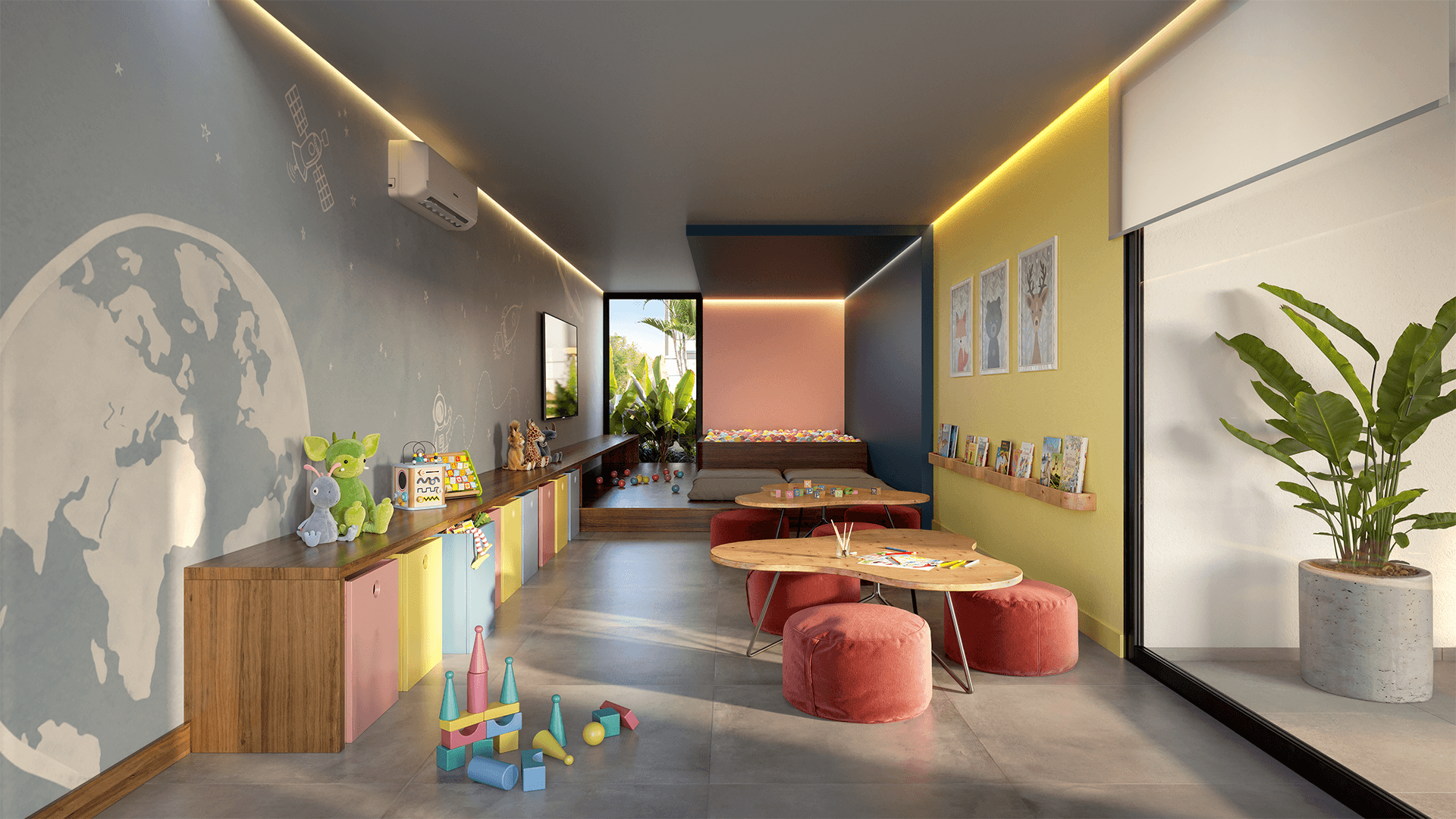 Área social com espaço gourmet integrada à varanda do Viva Serenità