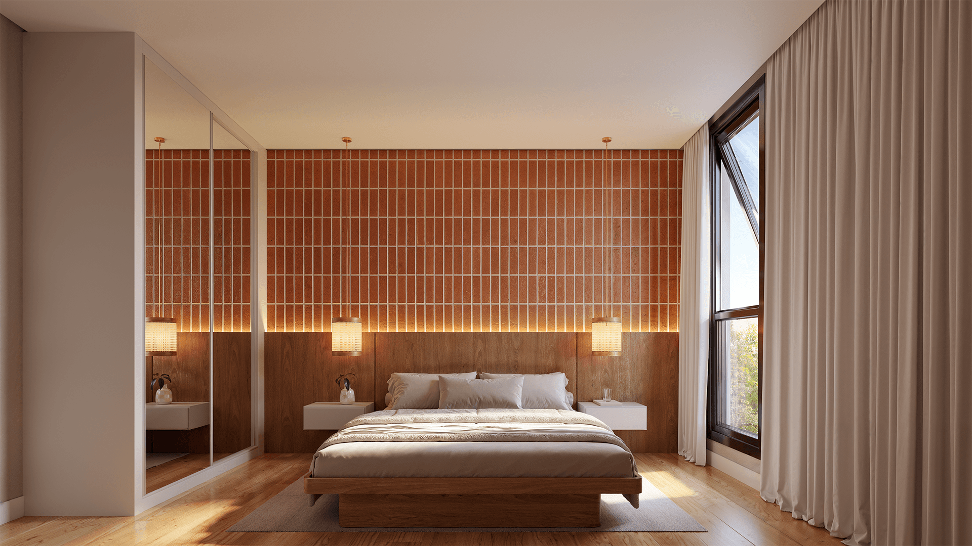 Ambiente lounge coberto com vista para áreas verdes do Viva Serenità